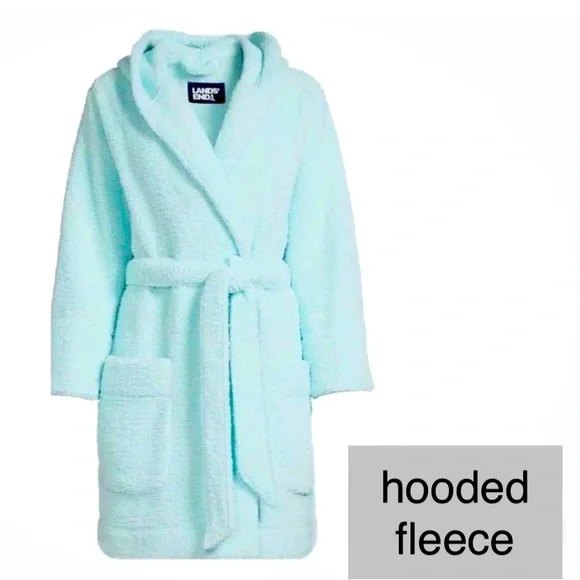 LANDSEND Women's Sherpa Hooded Robe Super Soft Fleece Robe