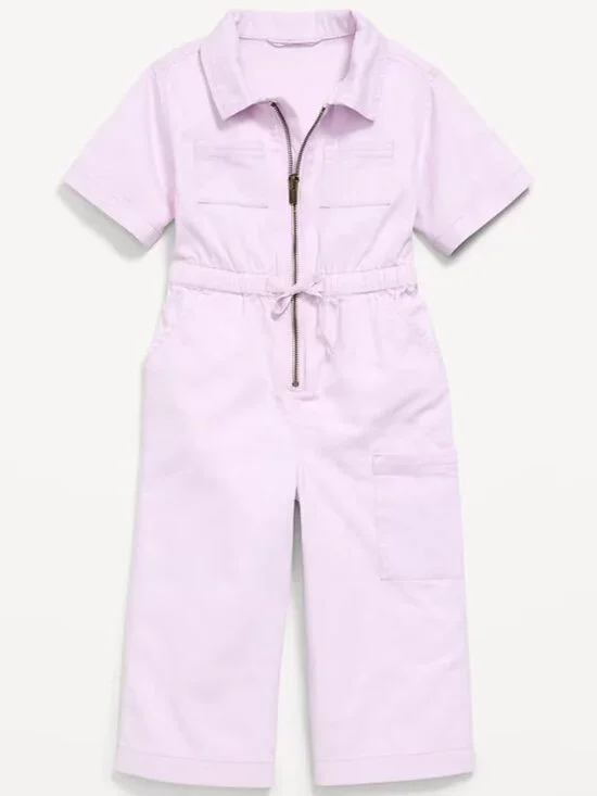 Old Navy Short-Sleeve Utility Cargo Jumpsuit Lilac Ice Toddler Girls 2T