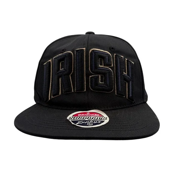 Zephyr Hat Men OS Black Notre Dame Fighting Irish Snapback Flat Bill Embroidered