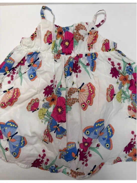 Old Navy Baby Girl Summer Sundress Butterfly Dress 6-12 Months White Multicolor