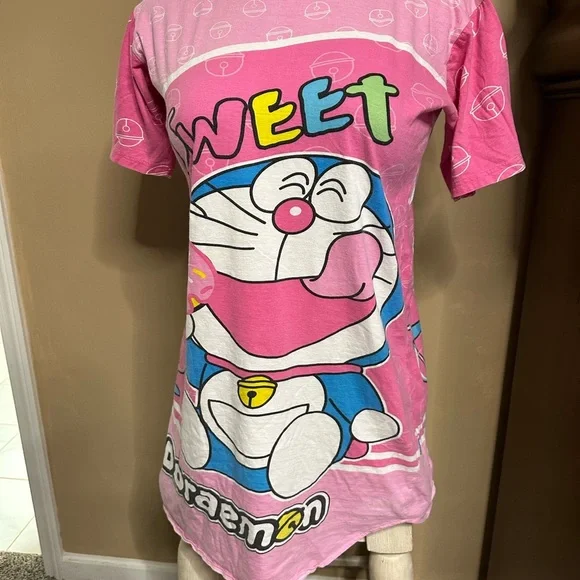 Doraemon sleepwear pink t-shirt dress size s / m