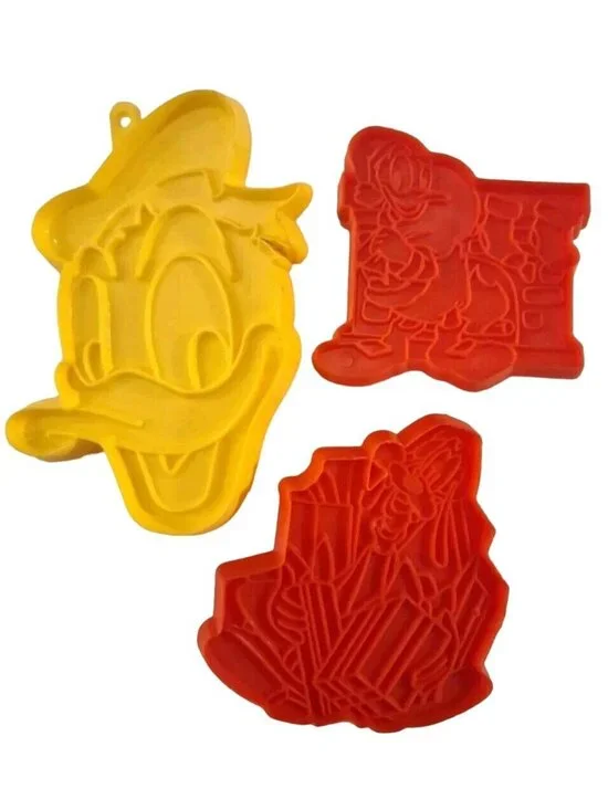 Disney Donald Duck Goofy Plastic Cookie Cutters Vintage 3 Lot Head Face