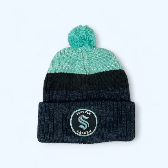 Seattle Kraken Hockey NHL Fan Favorite Knit Beanie Cap Hat with Pom OSFA