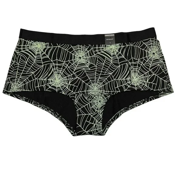 NWT TORRID Boyshort Pantie Sz 1X Black Green Spider Webs