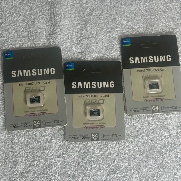 Lot of 3 Samsung PRO 64GB microSDHC UHS-I Memory Card Class 10 MB-MGBGB
