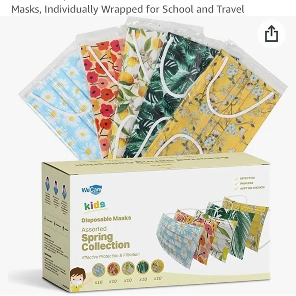 NWT WeCare 99 individually wrapped kids disposable masks