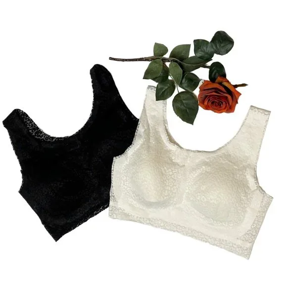 Rhonda Shear Animal Print Mesh Leisure Bra 2 Pack MEDIUM