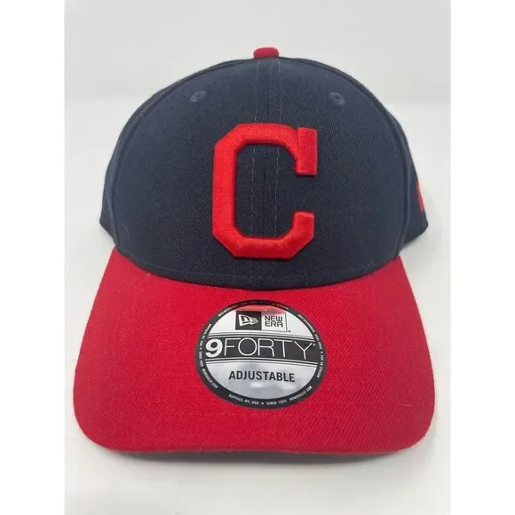 New Era 9FORTY MLB Cleveland Indians Guardians Navy Blue Mens Adjustable Hat NEW