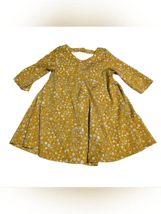 Old Navy Toddler Dress 3T Mustard Floral Long Sleeve Fall Outfit Girls