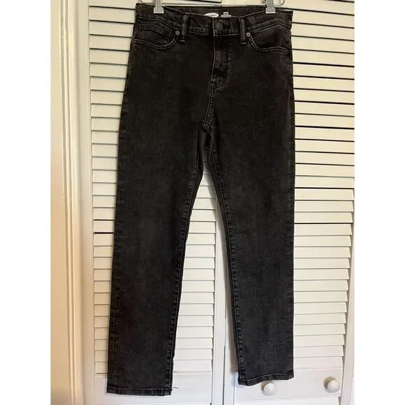 OLD NAVY Girl's Size‎ 14 Jeans Karate Slim Taper Black Stretch Adjustable Waist