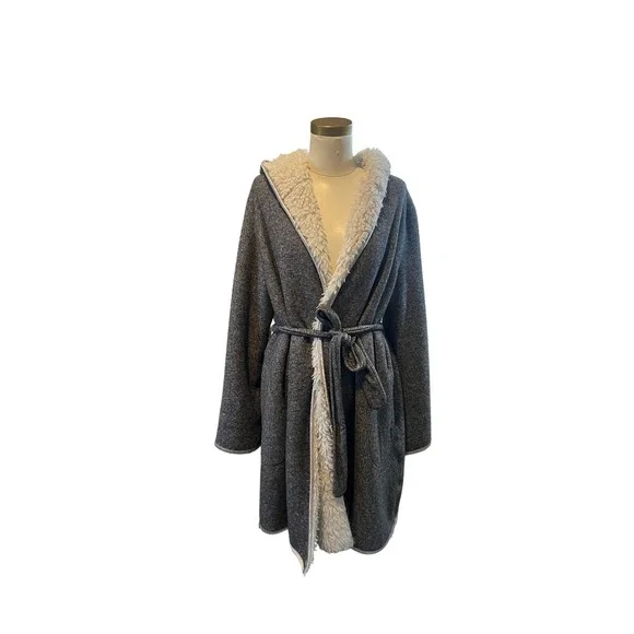 Anthropologie Pure Good Hooded Robe Sherpa Lined Cozy Loungewear‎ XS S