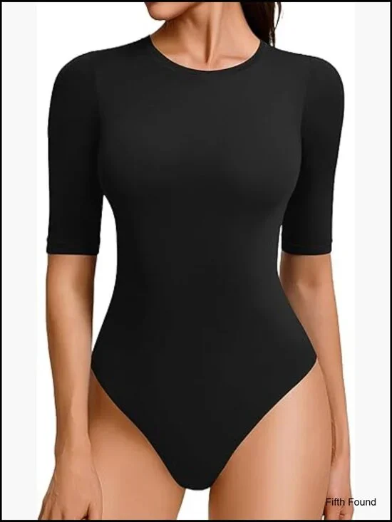 Women's Half Sleeve Crew Neck Bodysuit 3/4 Sleeve Slim Fit Going Out Top