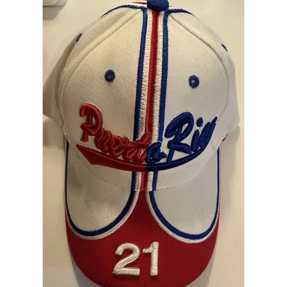 Puerto Rico 21 City Hunter Red Blue White Baseball Strapback Cap Hat