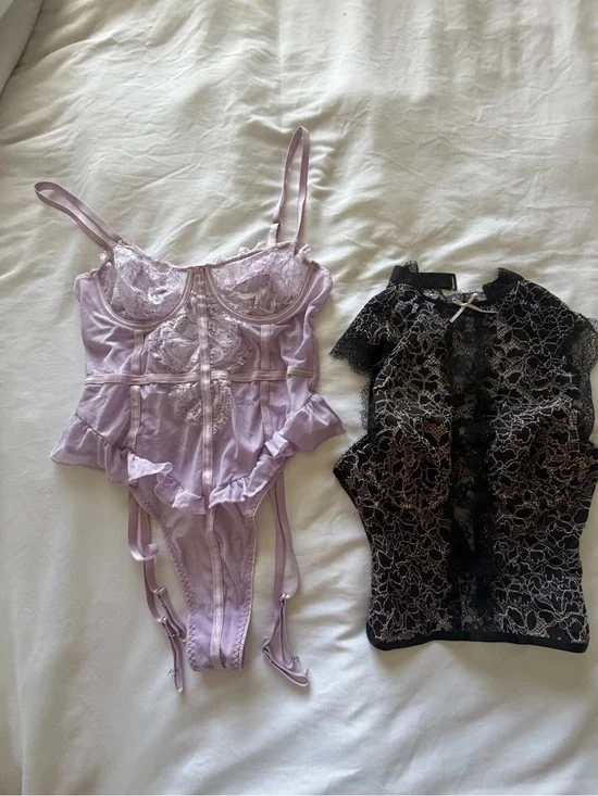 Lavender Lace Bustier and Bodysuit