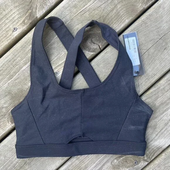 SOUL CYCLE Black Shimmer Half moon Bra NWT $58  size small