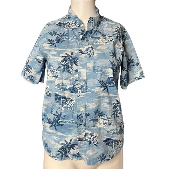 Old Navy Casual Short Sleeve Button Down camp Shirt Blue Size Large