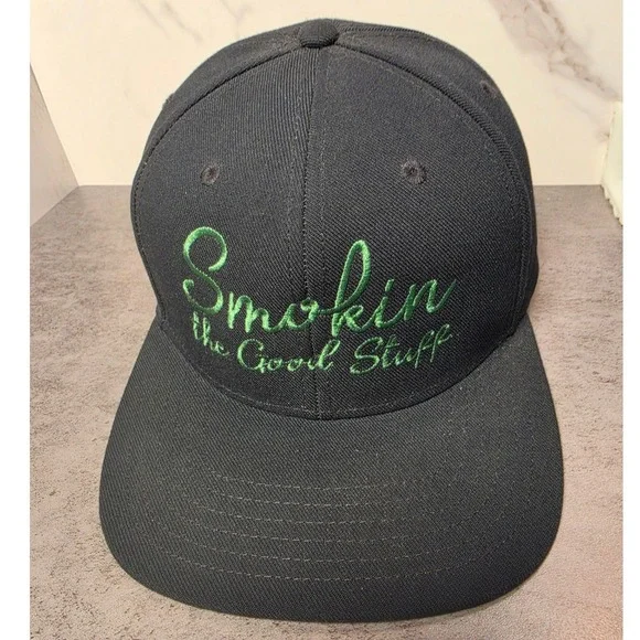 Outdoor Cap Red LBL Mens Smokin the Good Stuff Snapback Hat Black Green Script