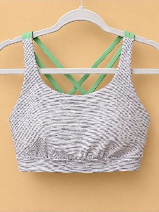 lululemon athletica Heathered Gray Sports Bralette with Mint Green Strappy back