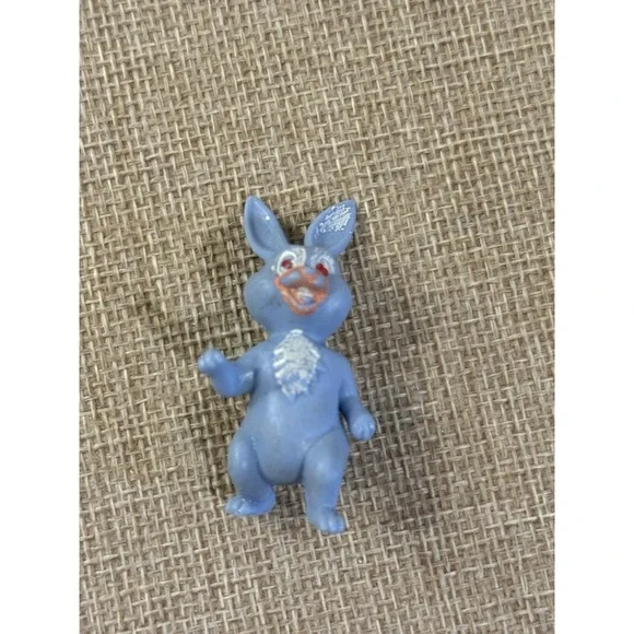 Vintage Blue Pink White Rabbit Bunny Plastic Figure No. 922 HONG KONG