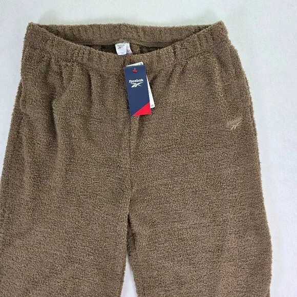 Reebok XL‎ Brown Plush Fleece Lounge Pants Elastic Waist NWT