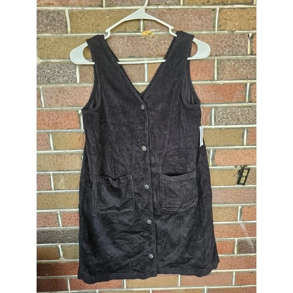 NEW Old Navy Kids Sleeveless Black Corduroy Button Front Dress XL‎ 14-16