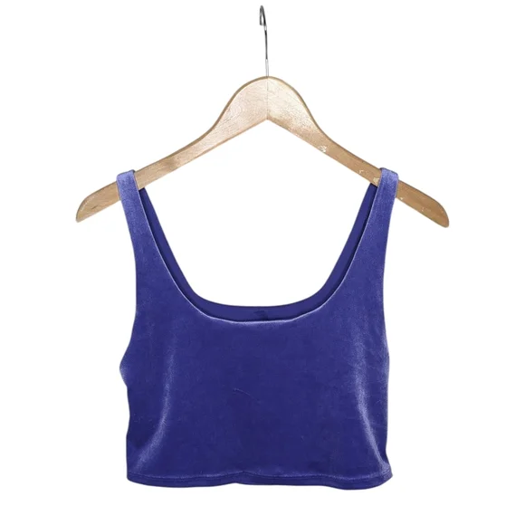 Athleta Sports Bra Medium A-C Cup Purple Blue Velvet Cut Out Crop Light Impact