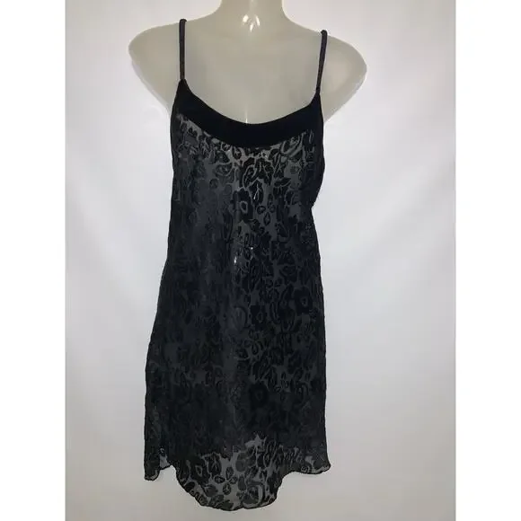 Victoria’s Secret Vintage Black Burnout Velvet Lingerie Slip Dress Size Medium?