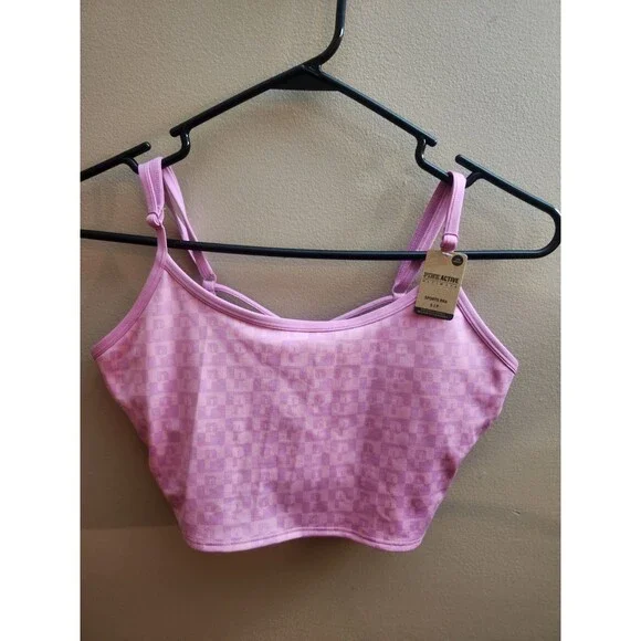 PINK Victoria's Secret Coral Pink Ultimate Light Lined Crop Sport Bra Size S NWT