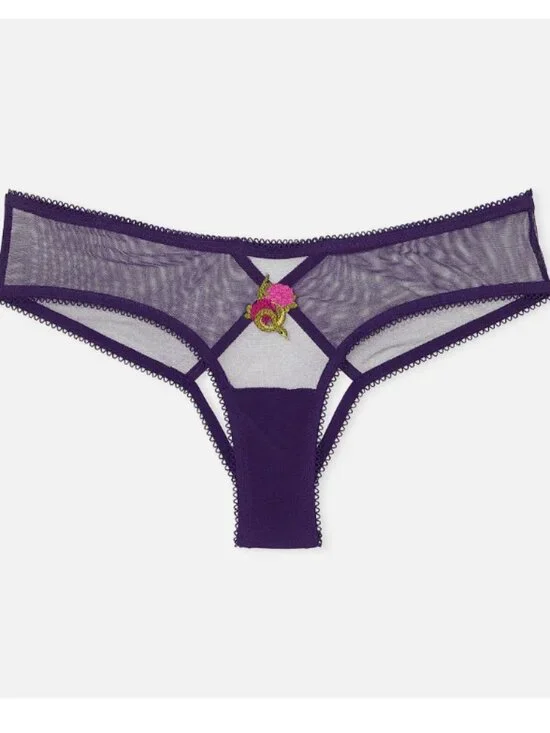 Victoria's Secret Open Back Panty Medium Women Sheer Cheeky snake floral VS