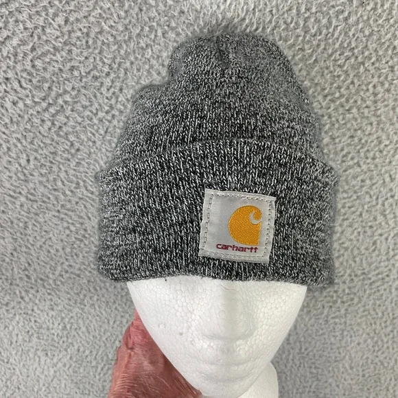 Carhartt Beanie Mens OS Grey Excellent Marled Knit Acrylic‎ Watch Cuffed Hat