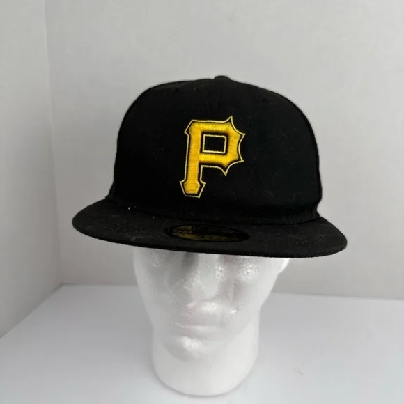 New Era Pittsburgh Pirates Cap 7 1/4 Fitted 59Fifty Hat MLB Black Stitched New