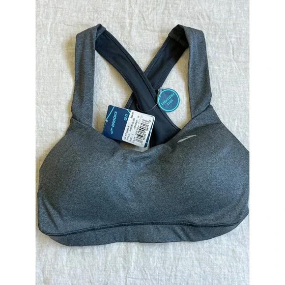 Brooks UpLift Crossback Sports Bra Heather Asphalt Grey Womens C/D Cup, Large
