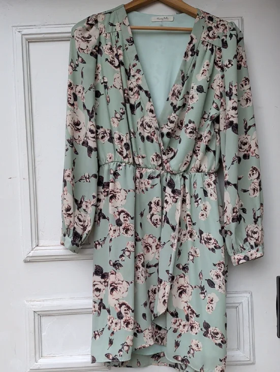 Honey Belle Mint Floral Wrap Dress