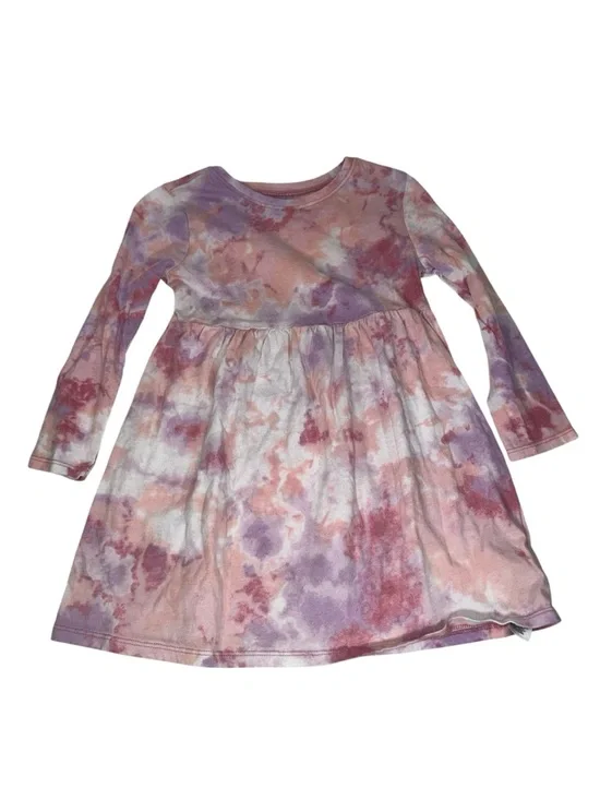 Old Navy Toddler Girl 3T Pink Purple Tie Dye Long Sleeve Casual Skater Dress