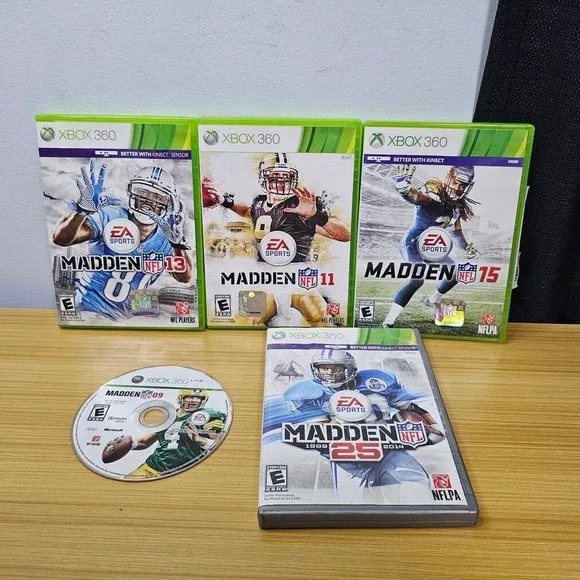 Xbox 360 Video Game Madden Bundle 09, 11, 13,15, 25 Tested