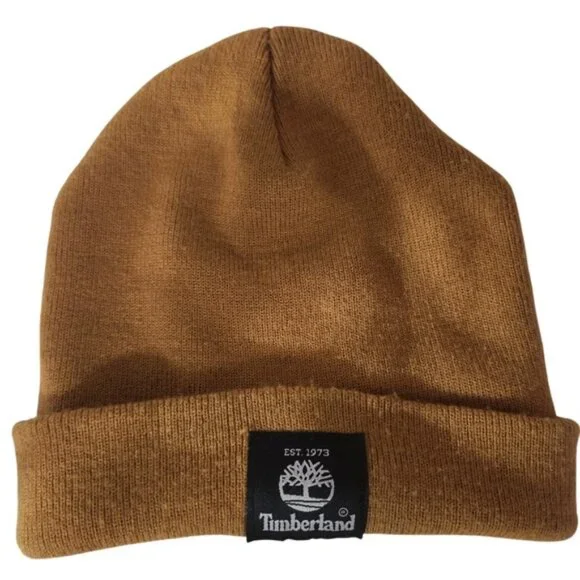 Timberland Beanie Hat Tan Cuffed‎ Knit OS stretch