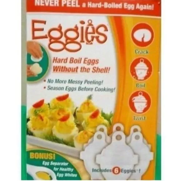 Eggies Hard Boiled Poached Egg Cooker w 6 Cookers and Bonus Separator