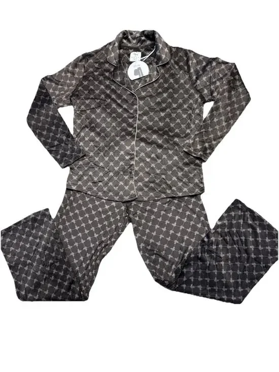 NWT Disney Mickey Chocolate Brown Velour Pajama Set Luxe Adult Small new Lounge