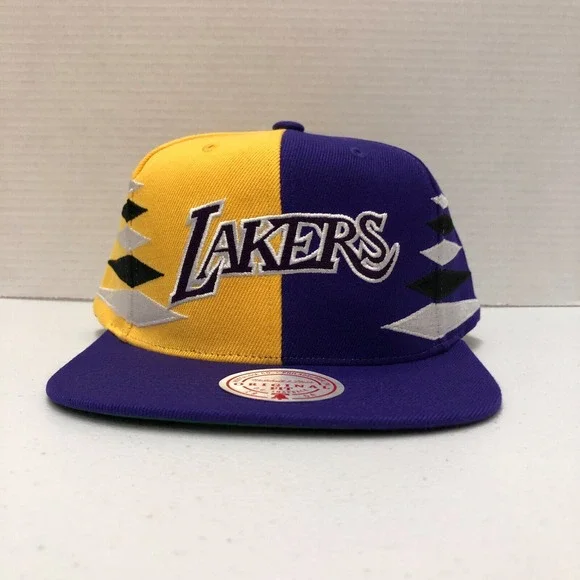 Los Angeles Lakers Hat Cap Snap Back Purple Yellow NBA Basketball Mitchell Ness