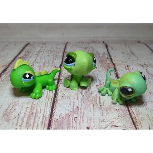 Hasbro Littlest Pet Shop Turtle #1148, Iguana #492, Gecko #651