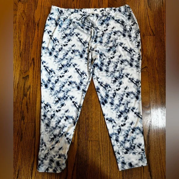 Lucky Brand Women's Size  XXL Blue &White Tie Dye Lounge Pajama Pants Comfy Cozy