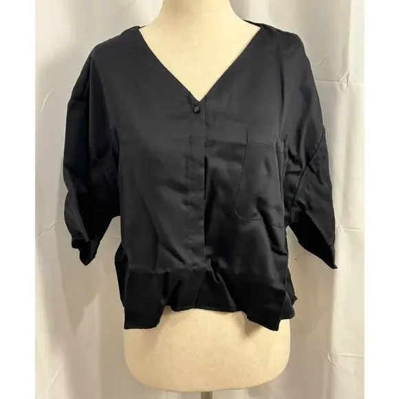 NWT Ettitude Sateen Short Sleeve Shirt - Onyx