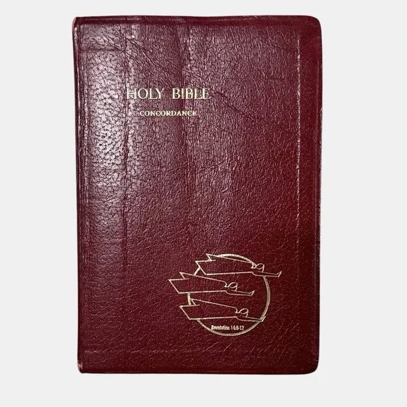 Holy Bible World KJV Red Letter Edition Genuine Leather Concordance Vintage 1976
