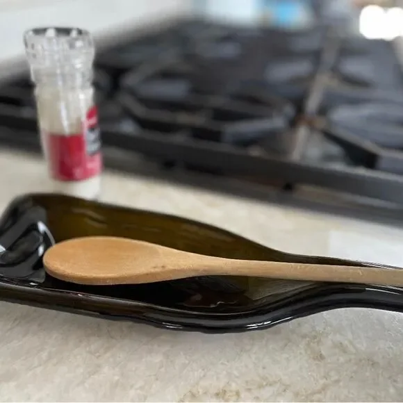 Glass bottle spoon rest-server made of up-cycled bottles