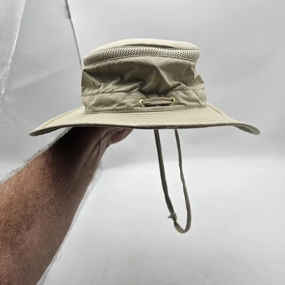 Tilley Endurables Hat Boonie Sun Fitted Mens Medium Beige Airflo Chin Strap