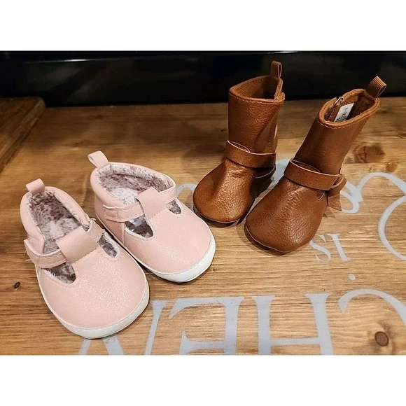 Old Navy Baby Girls Tall BOOTS & Pink Carters Flower Casual Shoes 3-6 Months‎