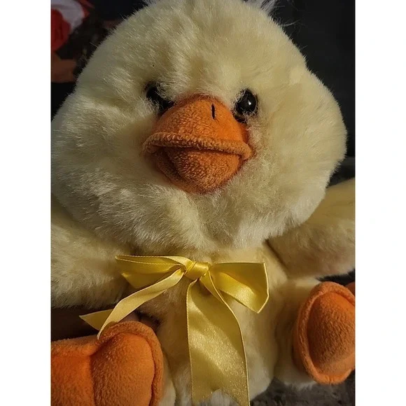 Vtg‎ GUND Easter Mini Beanny Duck Plush Stuffed Duckling Yellow, Soft, Washable
