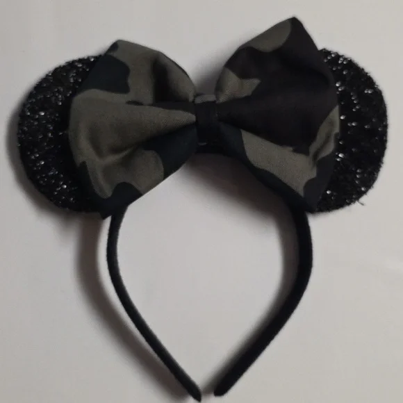 Camouflage Headband Girls Black Green Mouse Ears