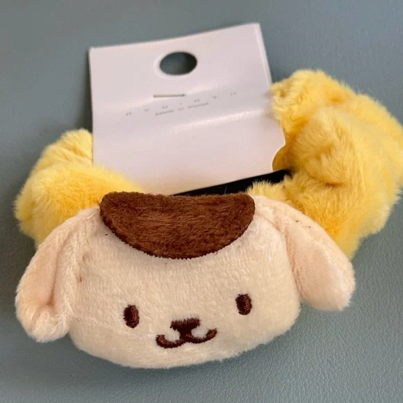 Tan and Yellow Kids Plushie Cartoon Pompompurin Scrunchie