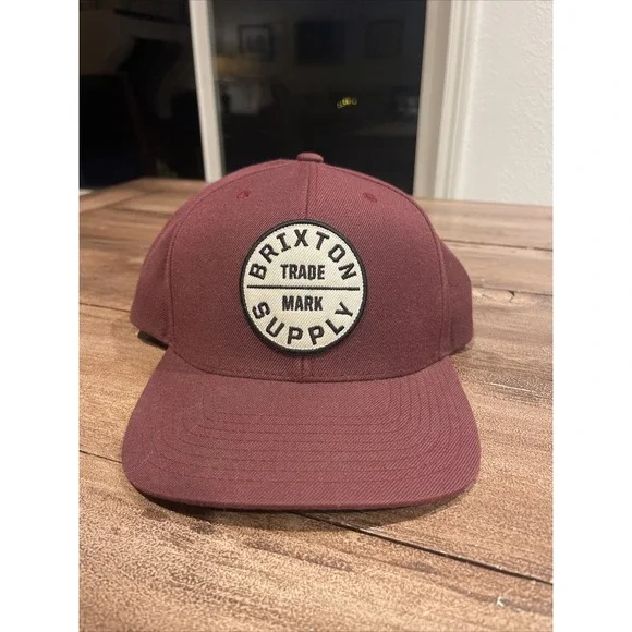 Brixton Trade Mark Supply Hat Men's Burgundy Adjustable Strap Snap Back  Cap